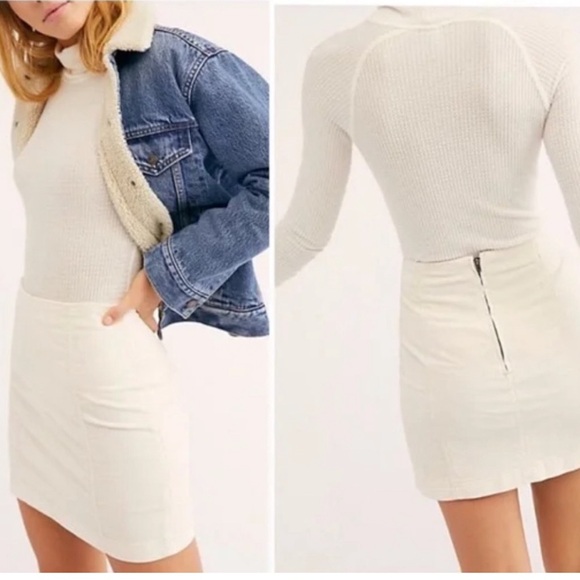 Free People Modern Femme Mini Skirt White Denim size 2 OFF White - Picture 3 of 10